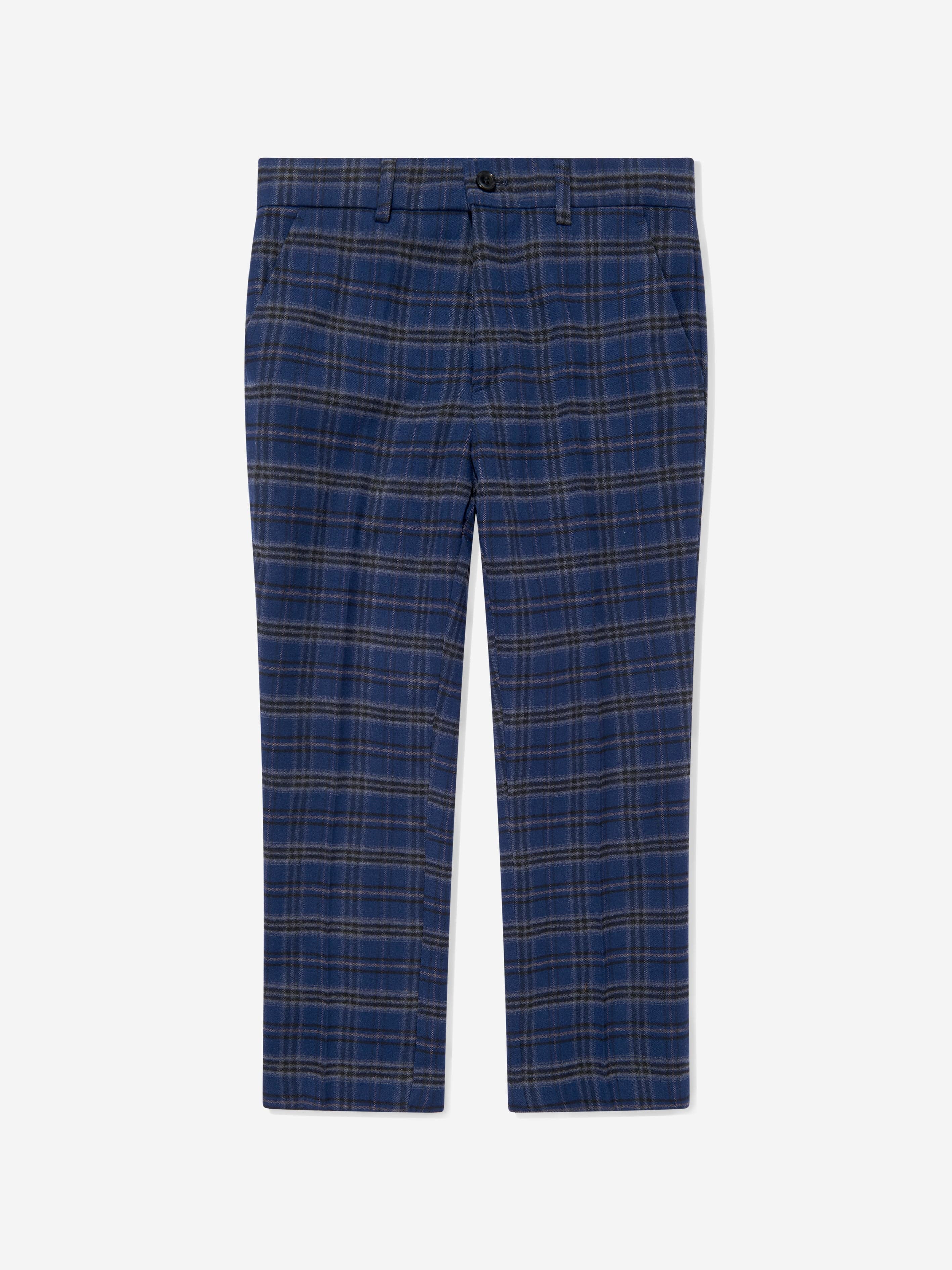 SUITLAB London Boys Checked 3 Piece Suit Set in Navy