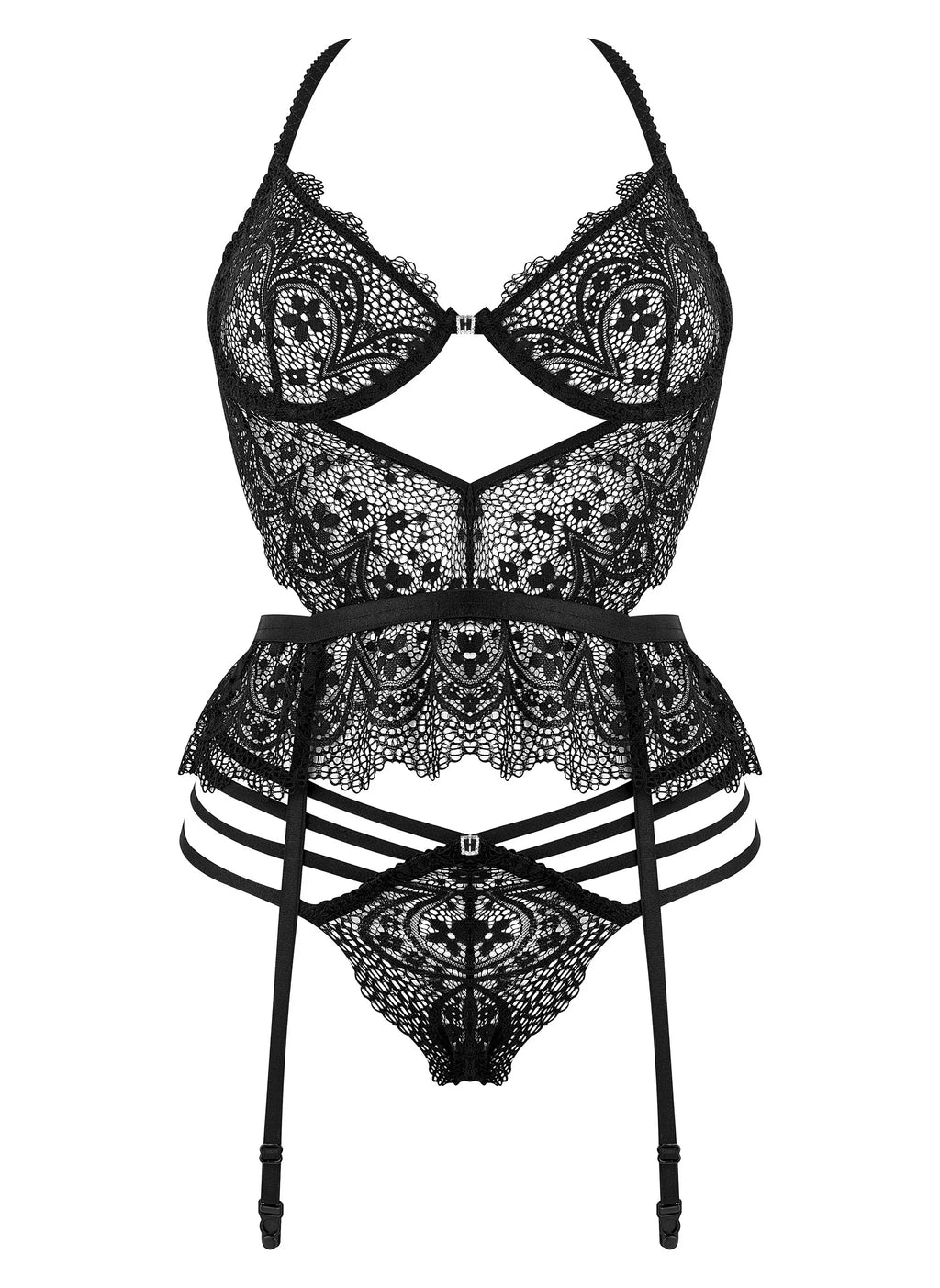 Lace Bustier Garter & String Set Beauty Night Temptation-4