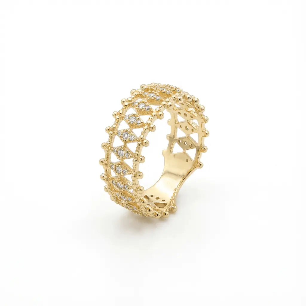 Lacework Elegance Gold Band: Refined Brilliance in 14K Better Gold