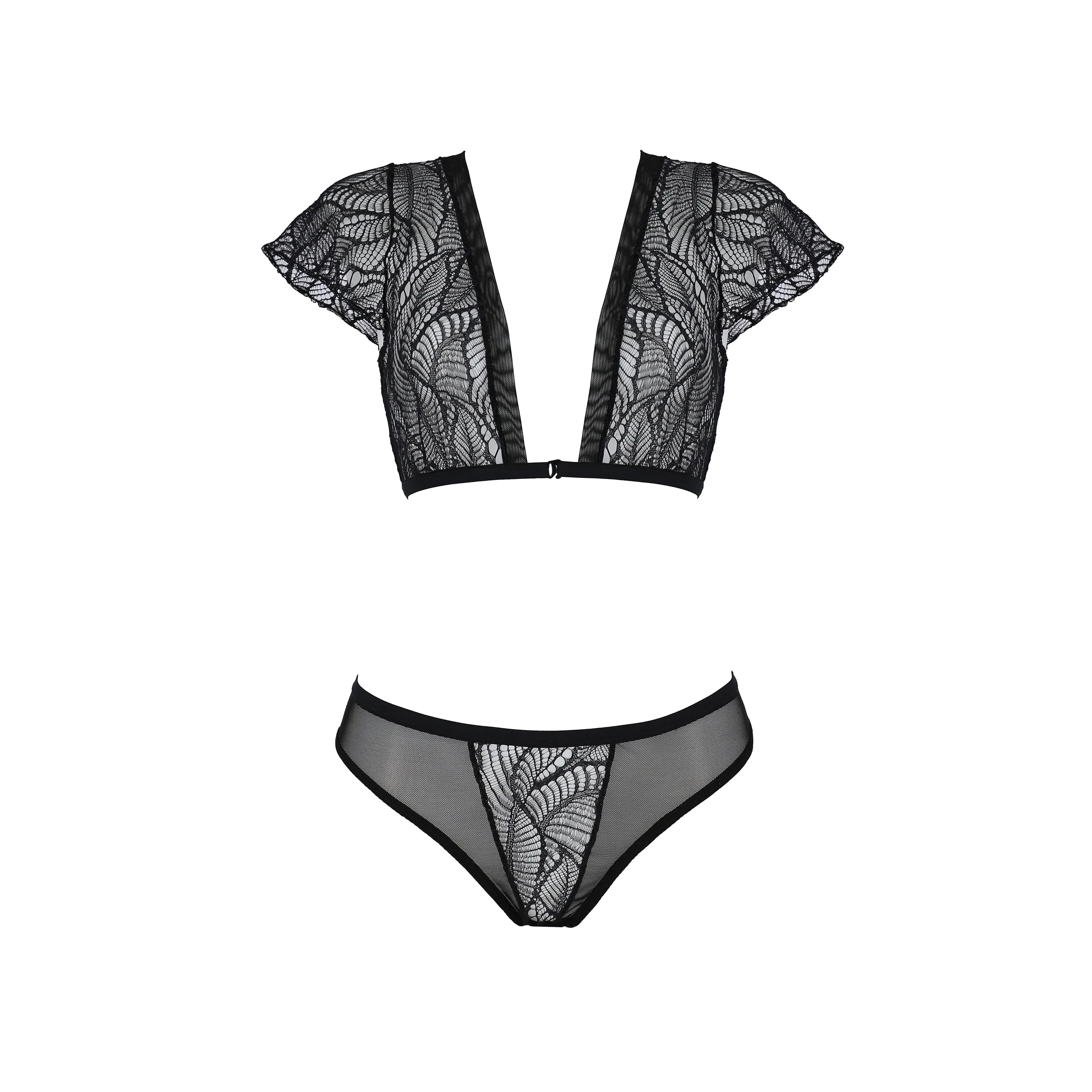 Soft Sheer Lace Top & Bikini Set Passion Eco Leafa-2