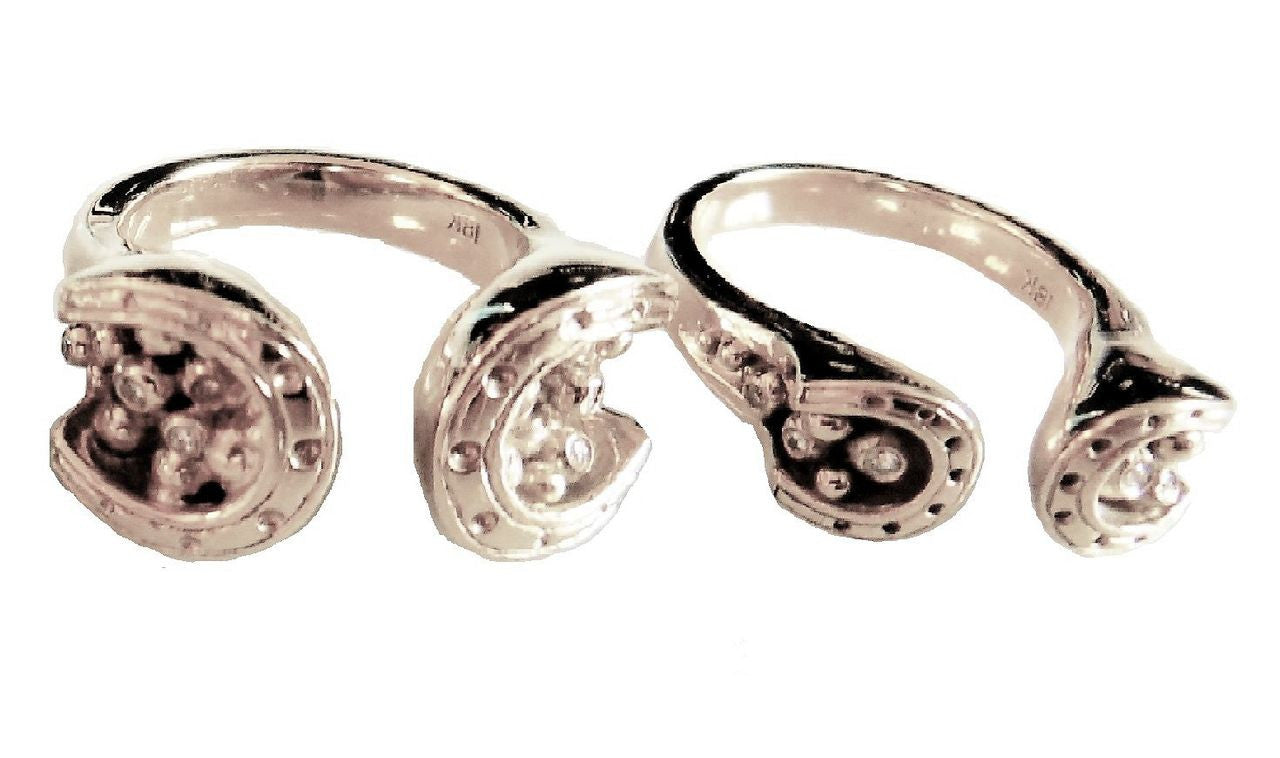 Equestrian "Lucky You" Horseshoe Ring- 14K Gold with Diamonds- Large Version