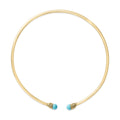 18K Yellow Gold Sculpted Collar Necklace with Turquoise Cabochon Ends