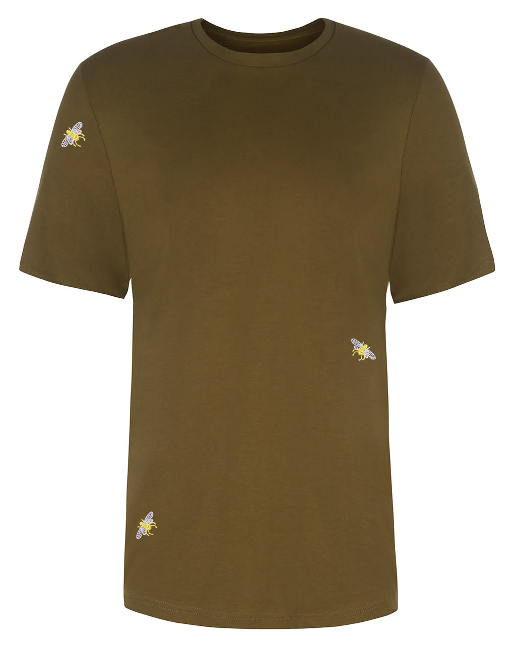 Bee Embroidered T-Shirt Khaki-0