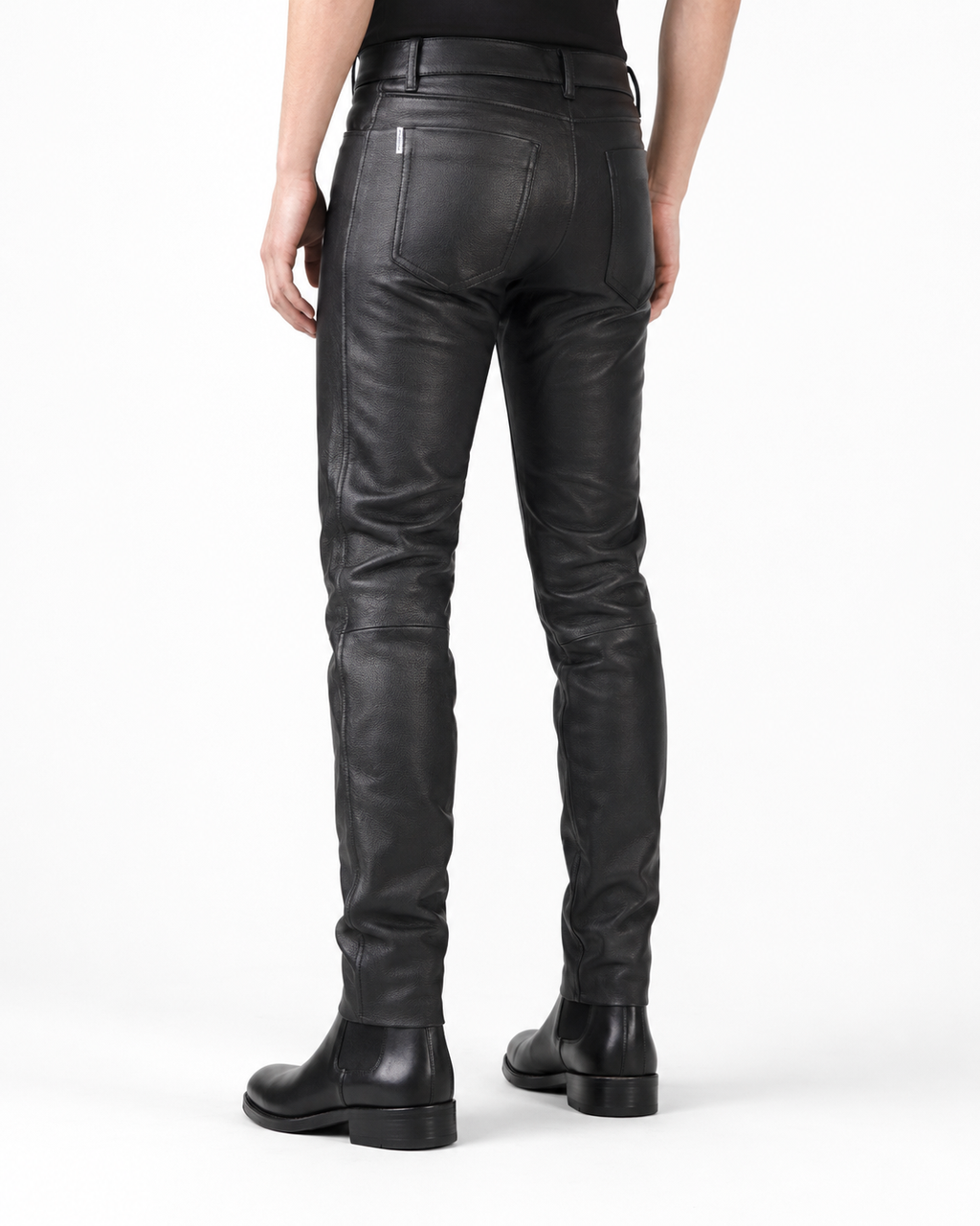 Men’s Black Leather Double Zip Pants – Biker Leather Trousers
