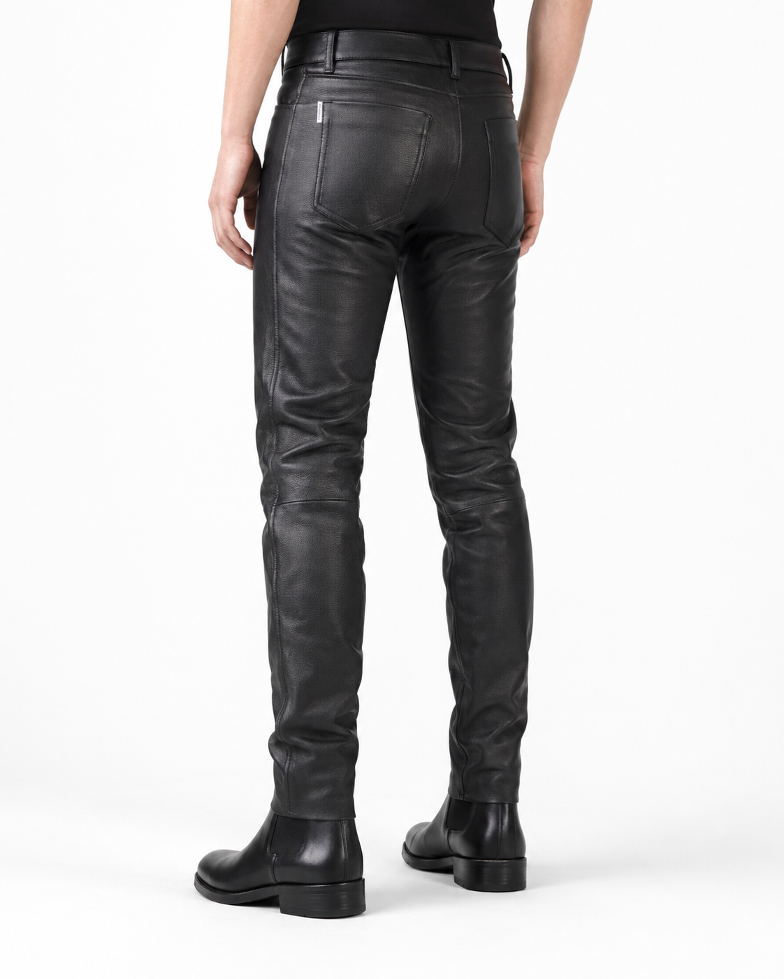 Men’s Black Leather Double Zip Pants – Biker Leather Trousers