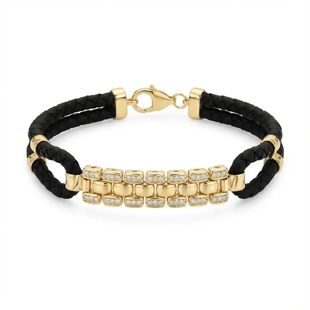 Golden Mosaic Braided Gold Bracelet