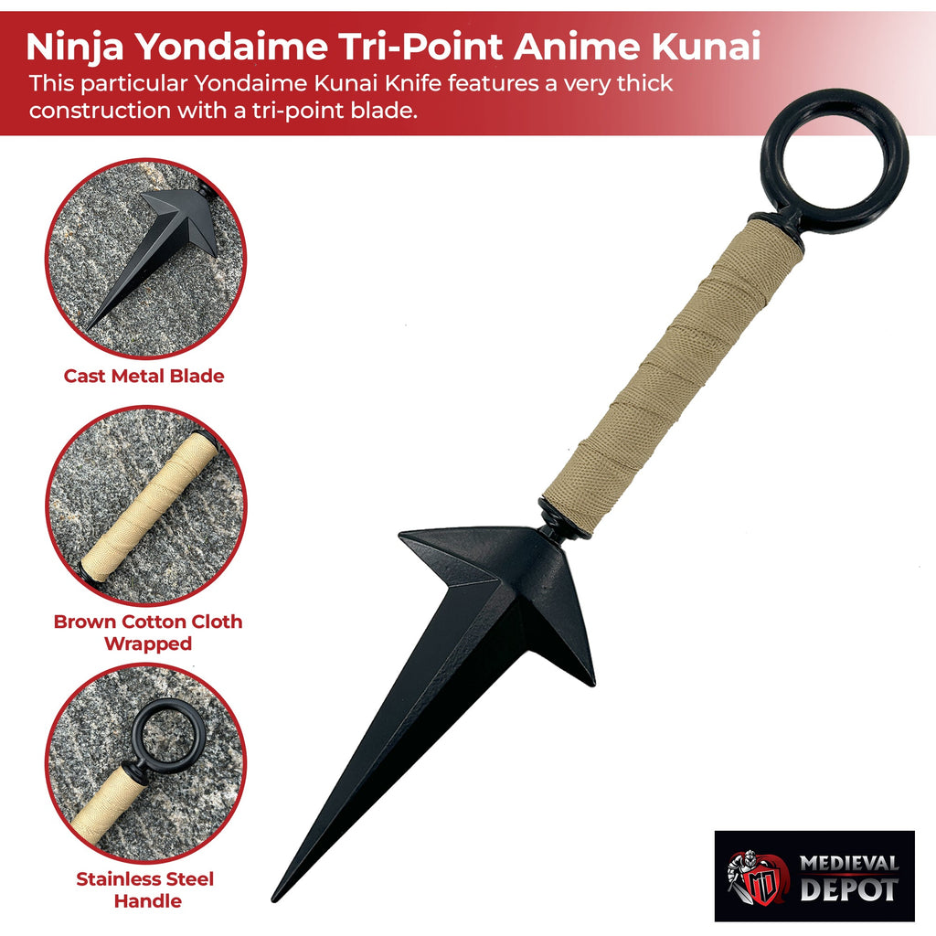 Ninja Yondaime Tri-Point Anime Kunai Knife-2