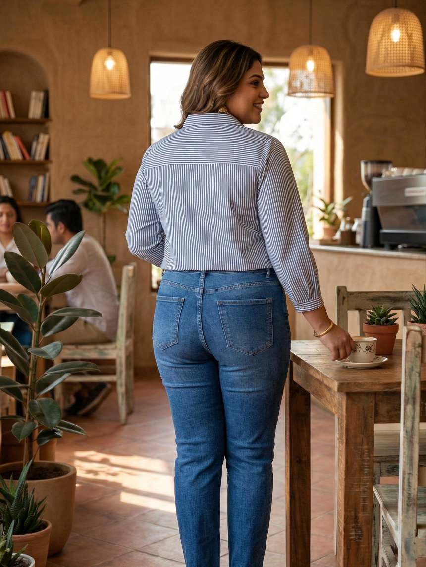 Electric Blue Striped Shirt for a Bold Office Look-3