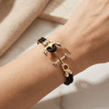 Majestic Nautical Anchor 14K Gold Bracelet with Double Braided Band
