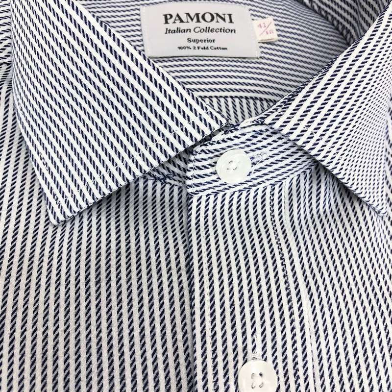 Navy Rope Stripe Slim Fit Shirt-1