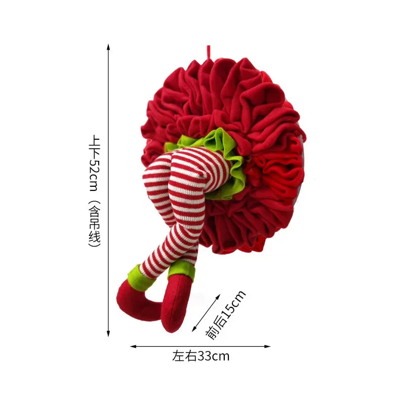 Christmas Wreath Hanging Elf Legs Wall