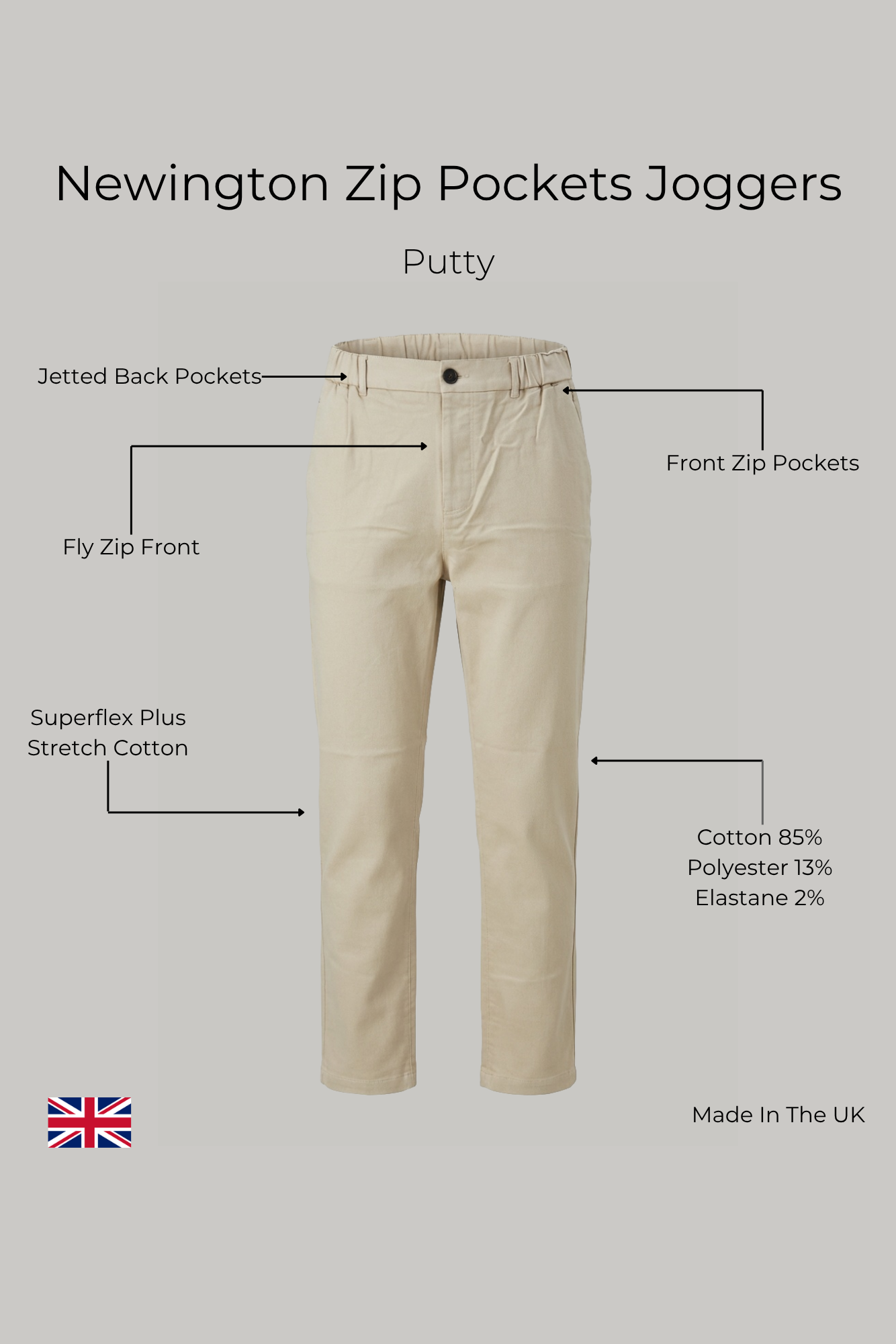 Newington Zip Pockets Joggers - Putty