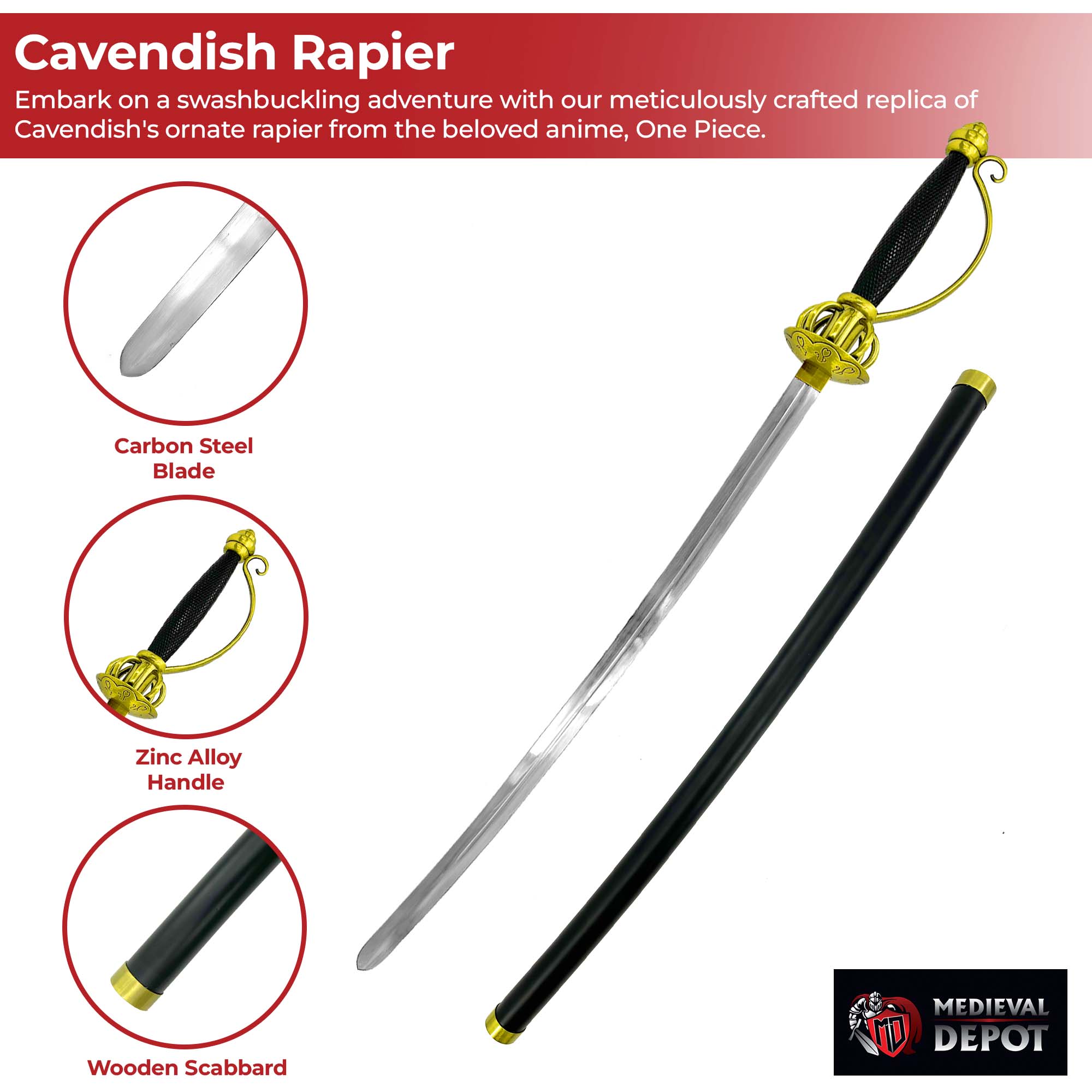 One Piece Anime Replica Cavendish Rapier-2