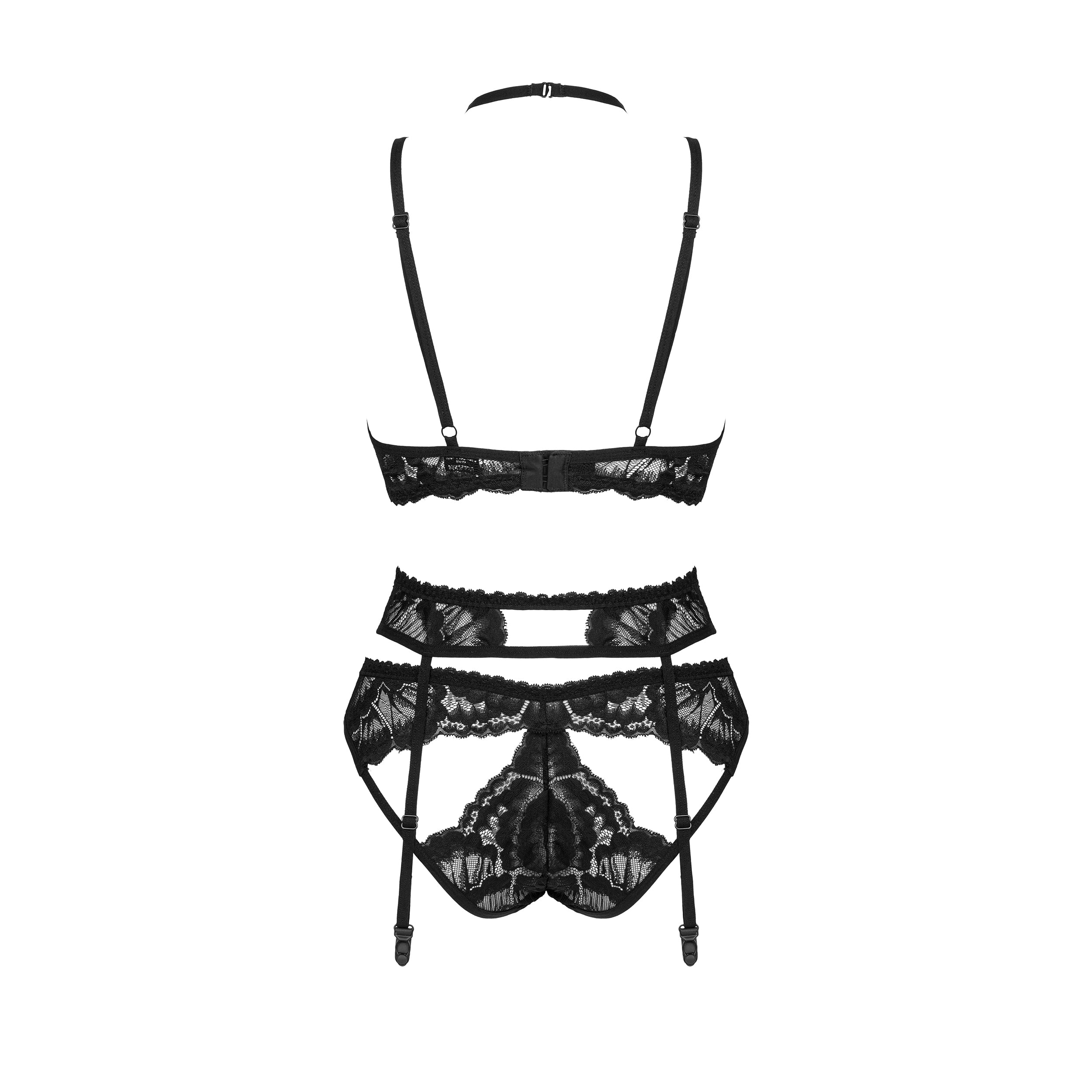 Sheer Mesh Lace 3 Piece Lingerie Set Alessya-3