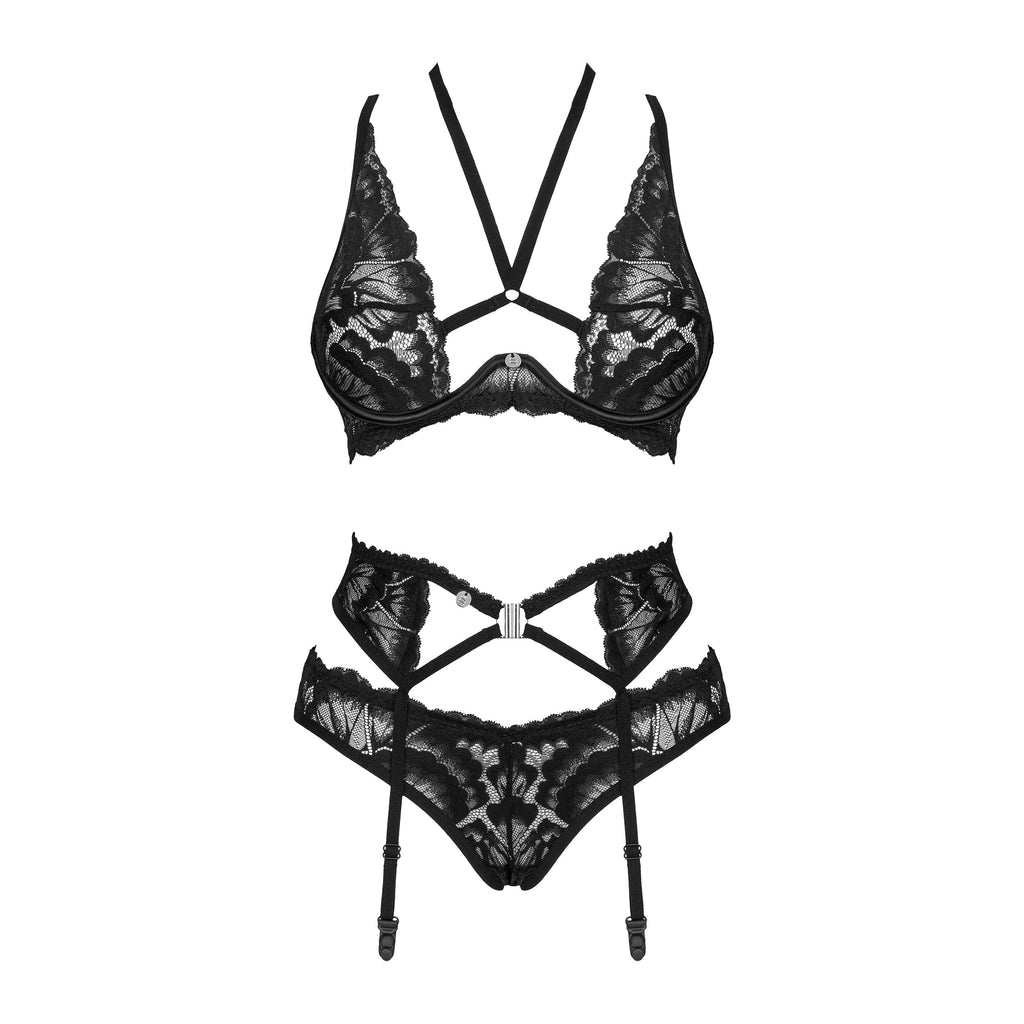 Sheer Mesh Lace 3 Piece Lingerie Set Alessya-2