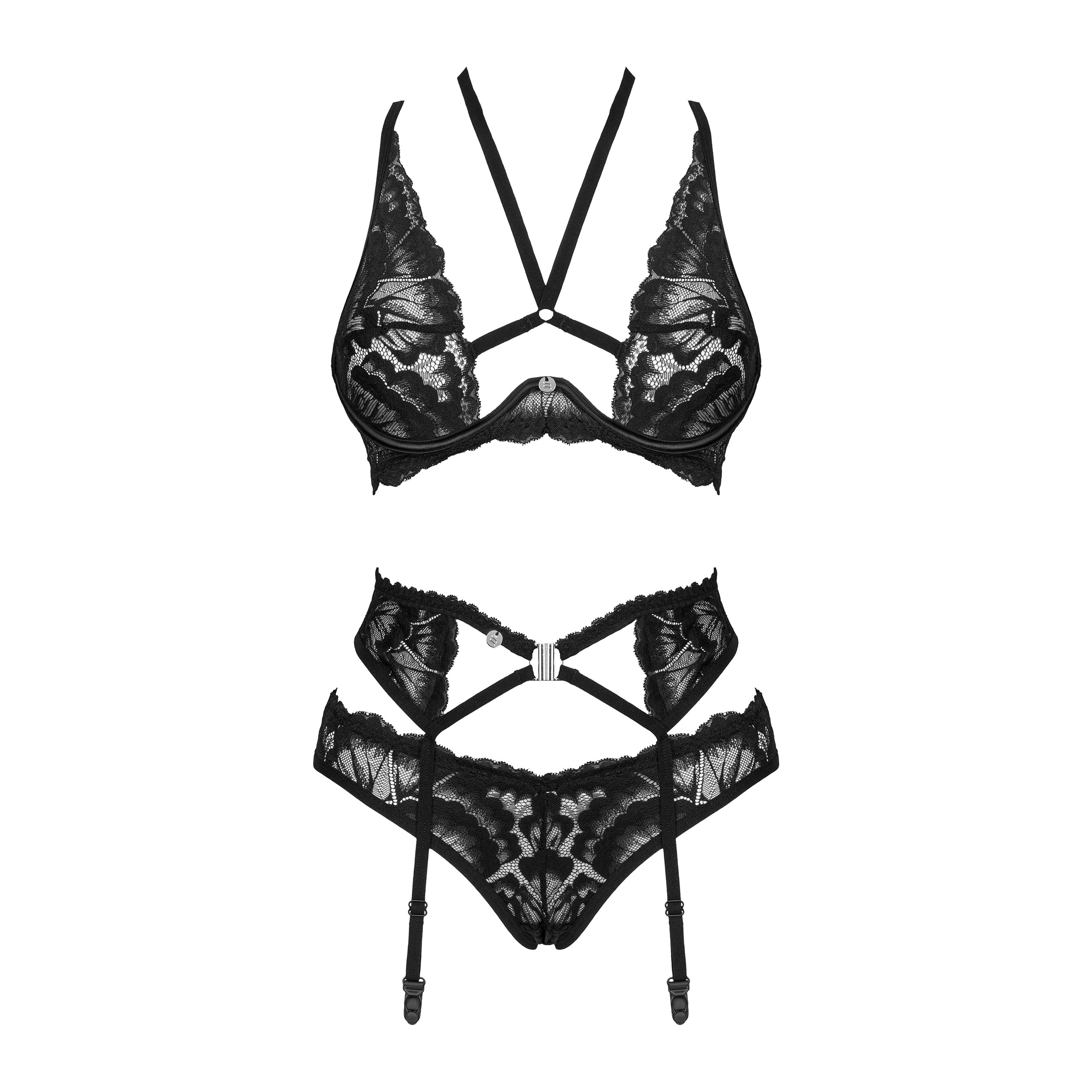Sheer Mesh Lace 3 Piece Lingerie Set Alessya-2