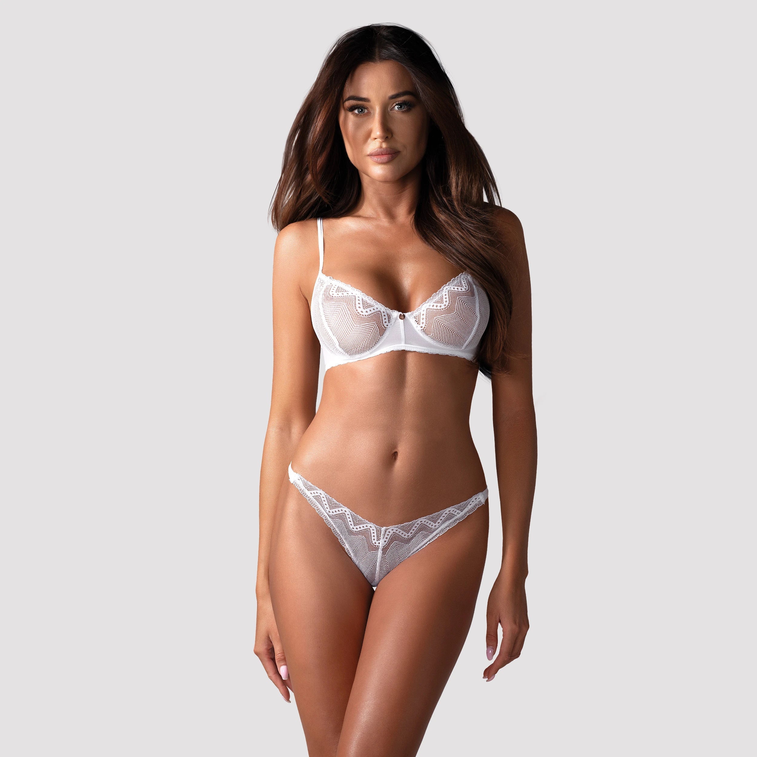 Sexy Sheer Demi Bra & Thong Panty Obsessive Alissium-0
