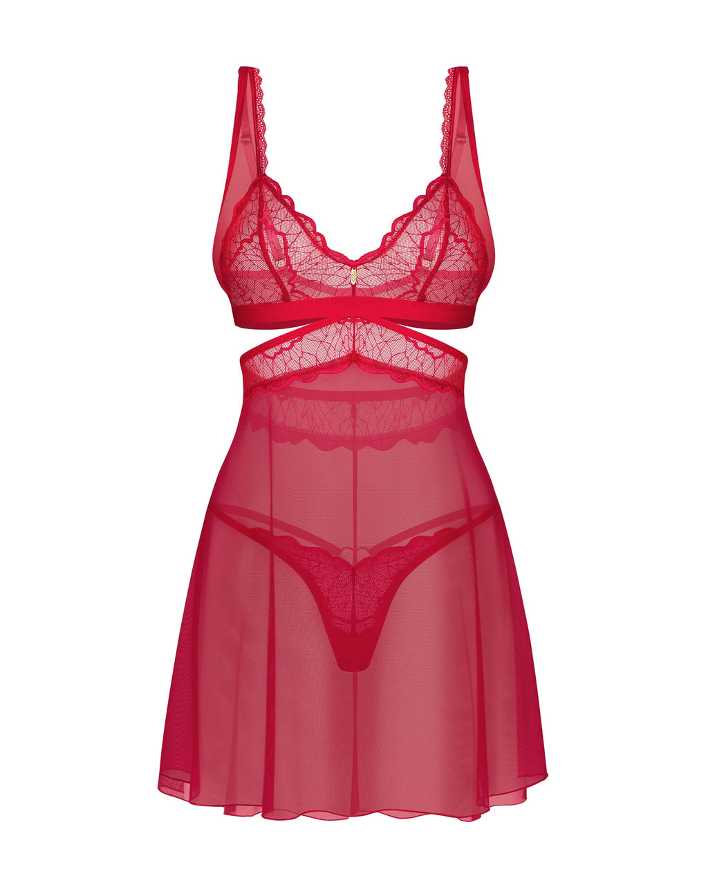 Cupide Desir Red Lace Babydoll & Thong Lingerie Set-4