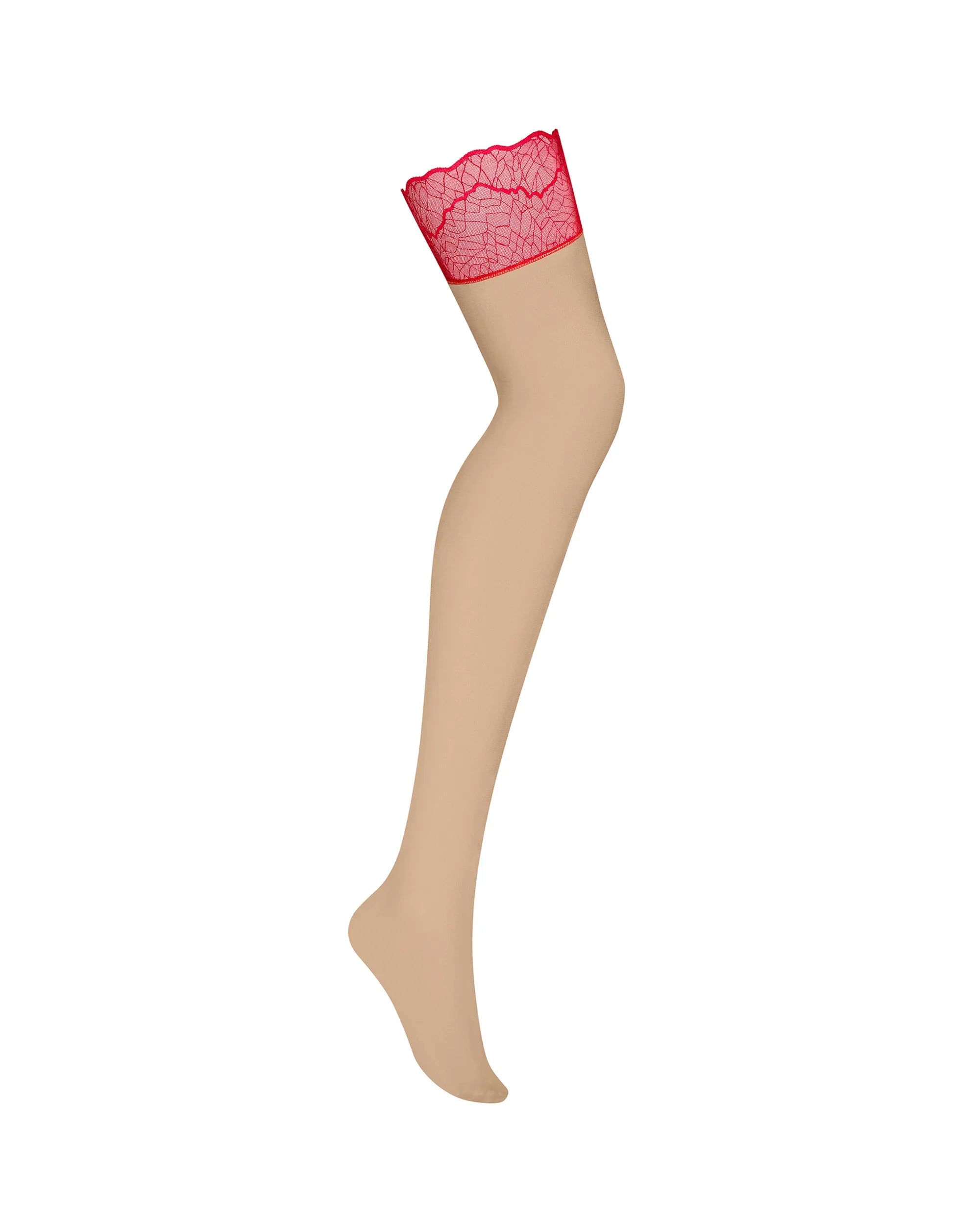 Nude Stockings with Red Lace Obsessive Cupide Desir-2