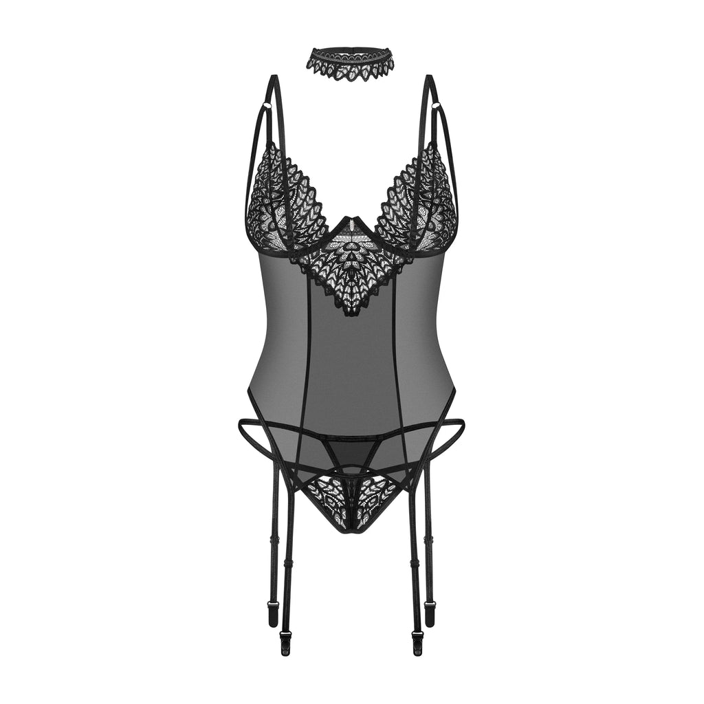 Sheer Mesh Lace Corset & String Panty Obsessive Donarella-3