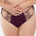 Sheer Mesh Tulle Embroidered Brief Panty Perla Aubergine-0