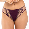 Sheer Mesh Tulle Embroidered Tanga Panty Perla Aubergine-0