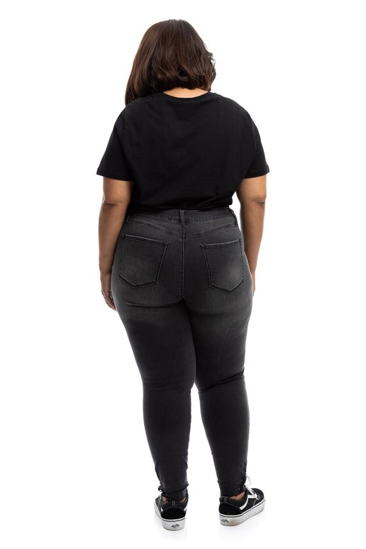 PLUS SIZE 30'' High Rise Skinny Jeans with Destruction
