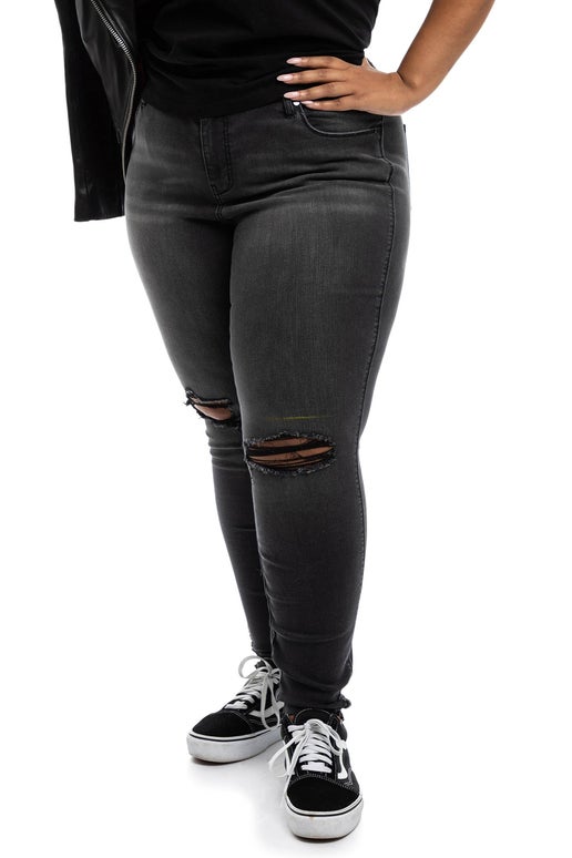 PLUS SIZE 30'' High Rise Skinny Jeans with Destruction