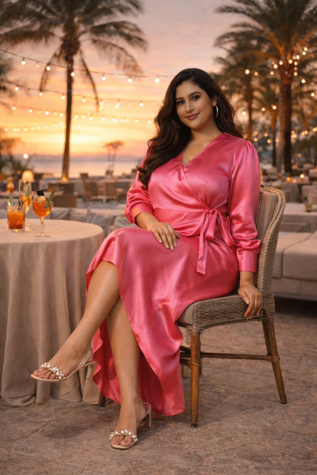 PINK SATIN WRAP GOWN-1