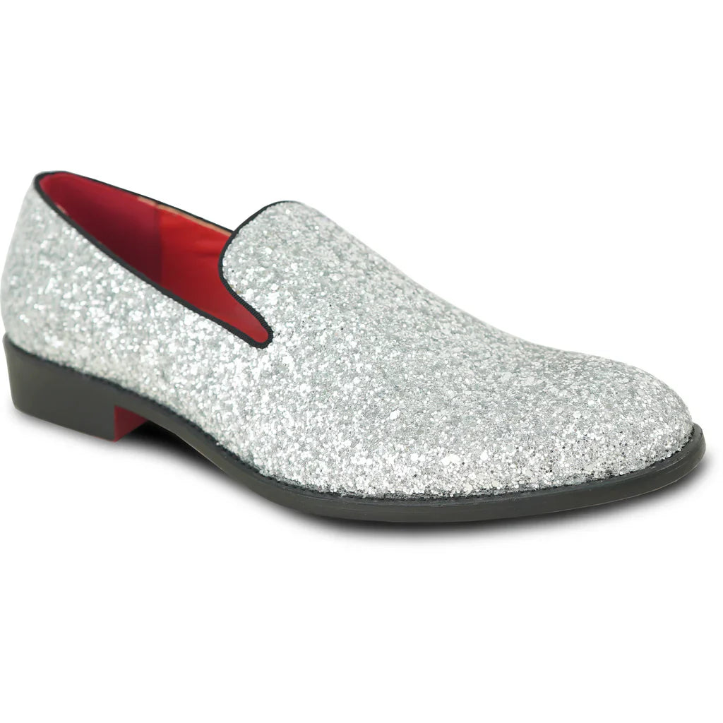 BRAVO Men Dress Shoe PROM-8 Loafer Shoe for Prom & Wedding Silver-1