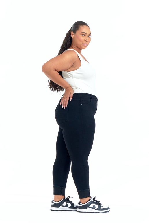Plus Size Roll Cuff Jean in Black