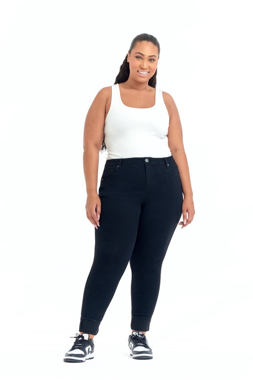 Plus Size Roll Cuff Jean in Black