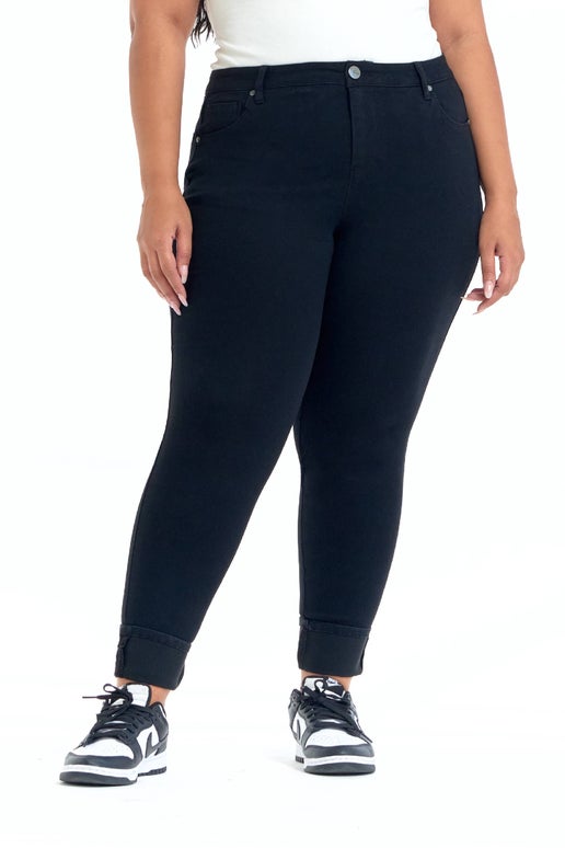 Plus Size Roll Cuff Jean in Black