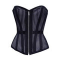 Plus Size Sexy Ladies Mesh Strapless Front Zip Corset with Wire Boning