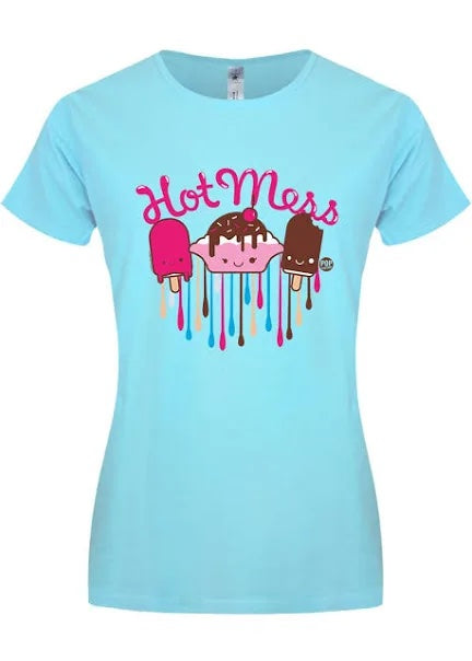 Pop Factory Hot Mess Ladies Turquoise T-shirt