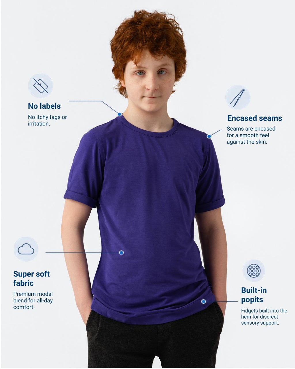 Kids Fidget-T x Caudwell Children – Short Sleeve- Purple-0