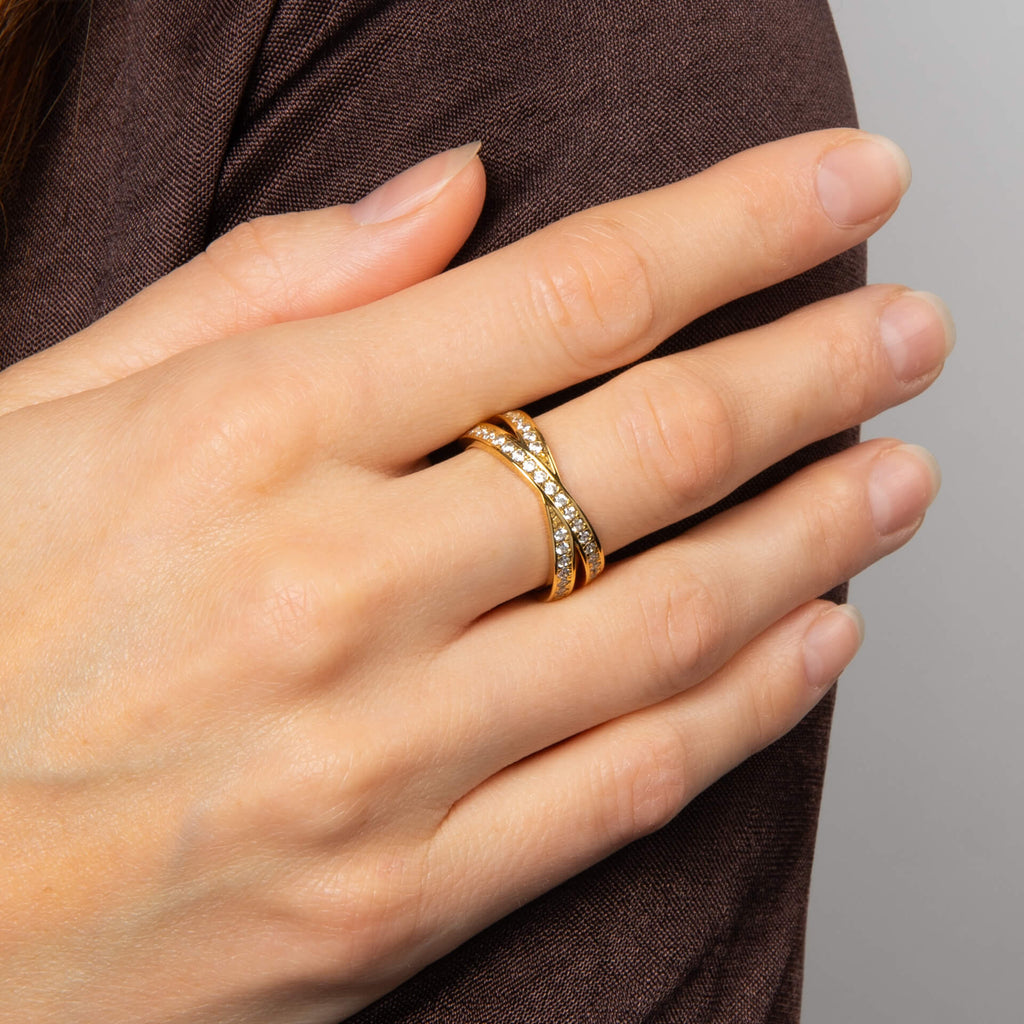 Diamonfire Zirconia Criss Cross Ring-4