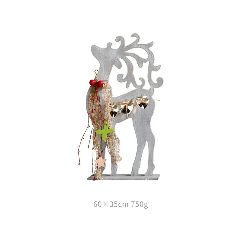Retro Wooden Christmas Elk Reindeer Holiday Decorations