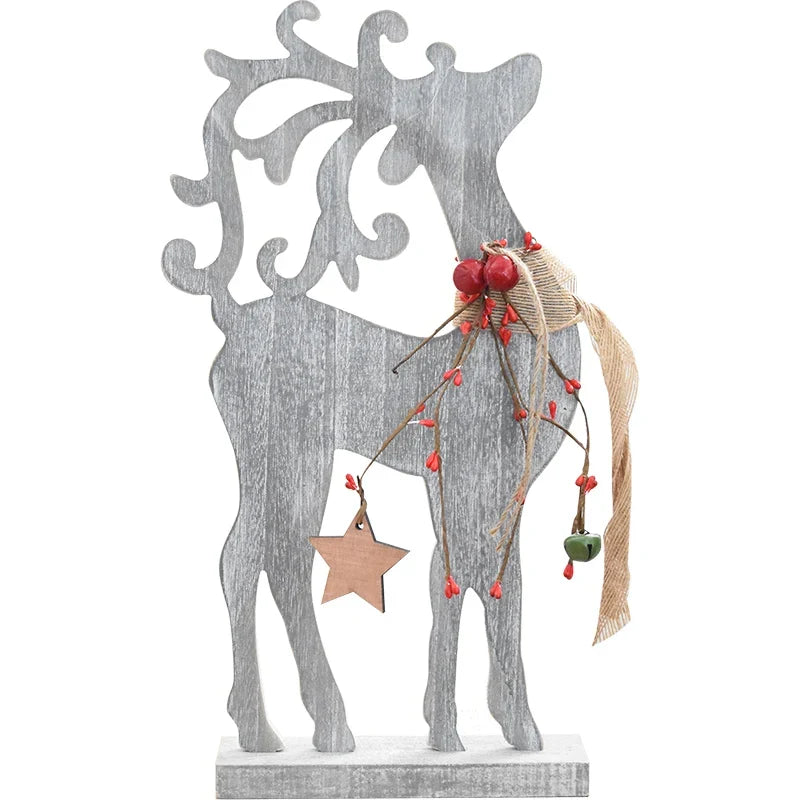 Retro Wooden Christmas Elk Reindeer Holiday Decorations