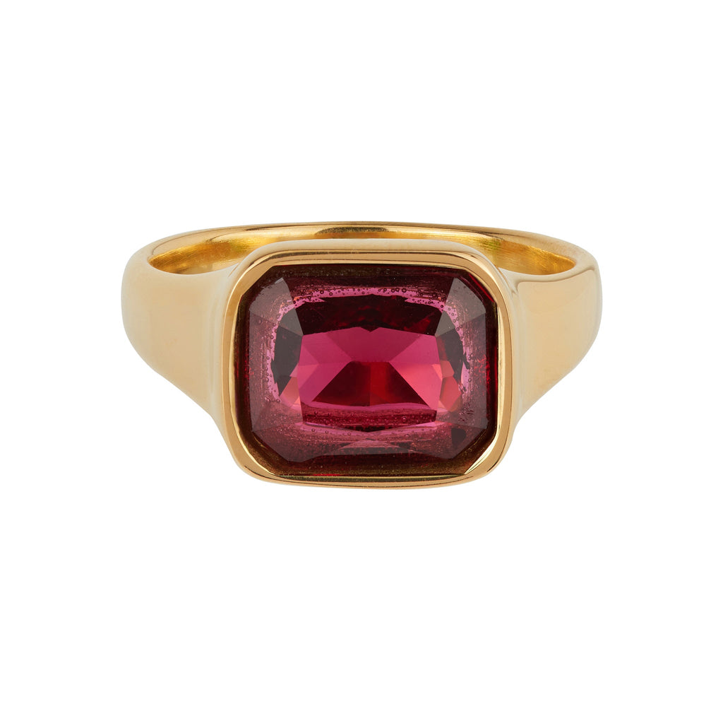 Square Cocktail Ring: Burgundy-3