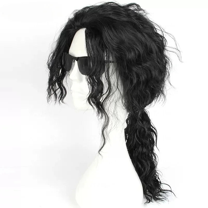 Medium Long Curly Black Cosplay Wig