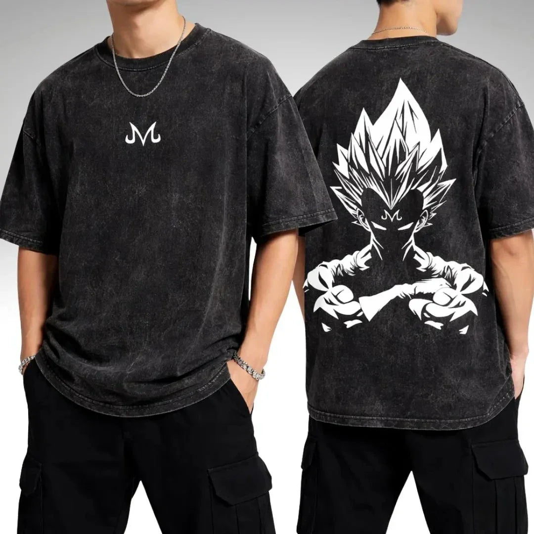 Anime Dragon Ball Graphic Washed Oversized T-Shirt Cotton Streetwear Tee-1