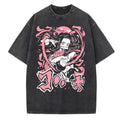 Harajuku Anime Demon Slayer Kamado Nezuko Wash T Shirt Men Women Short Sleeve Casual Graphic Tee-0