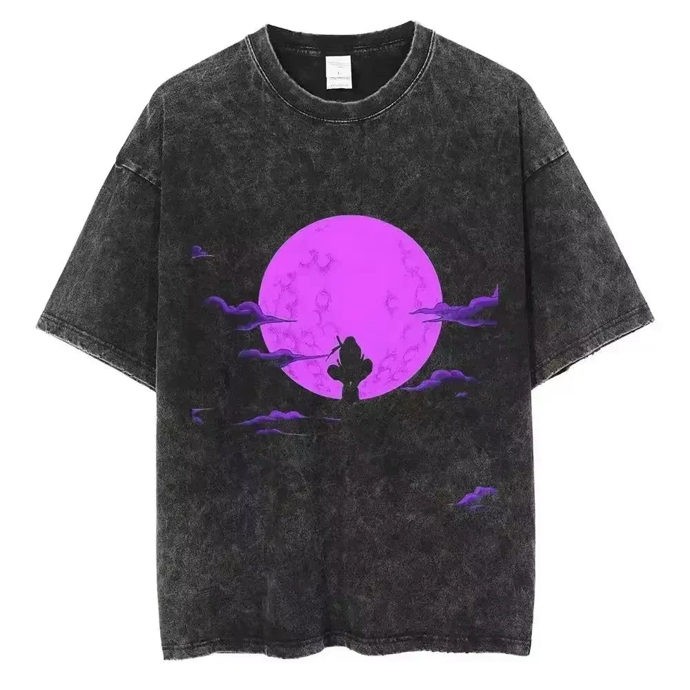 Japan Anime Oversize Cotton T-Shirt Black Streetwear-4