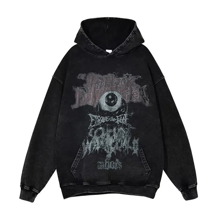 Anime Pain Graphic Hoodie Men's Retro Washed Harajuku Streetwear-30