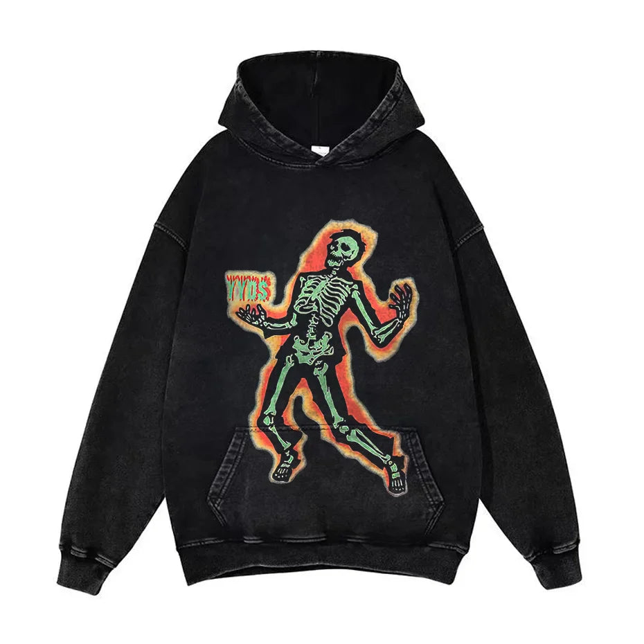 Anime Pain Graphic Hoodie Men's Retro Washed Harajuku Streetwear-15