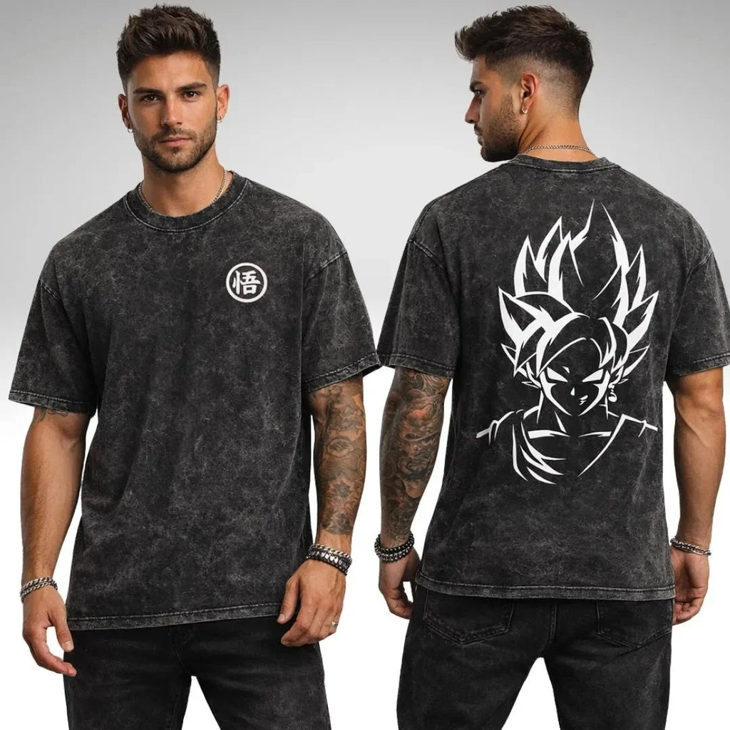 Vintage Dragon Ball Anime Graphic Washed Oversized T-Shirt Cotton Streetwear Tee-2