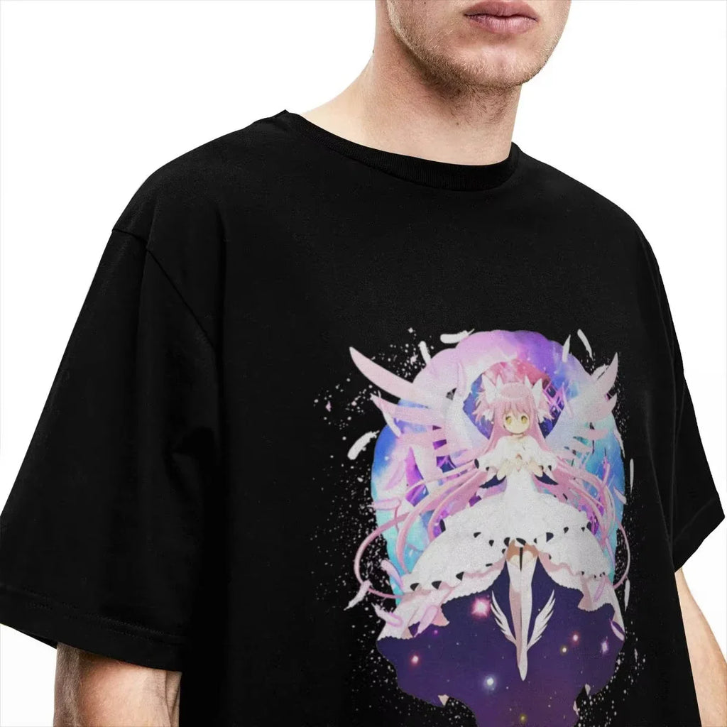 Vintage Madoka Magica Anime Print T-Shirt Soft Breathable Casual Comfortable Pure Cotton Unisex Tops-2
