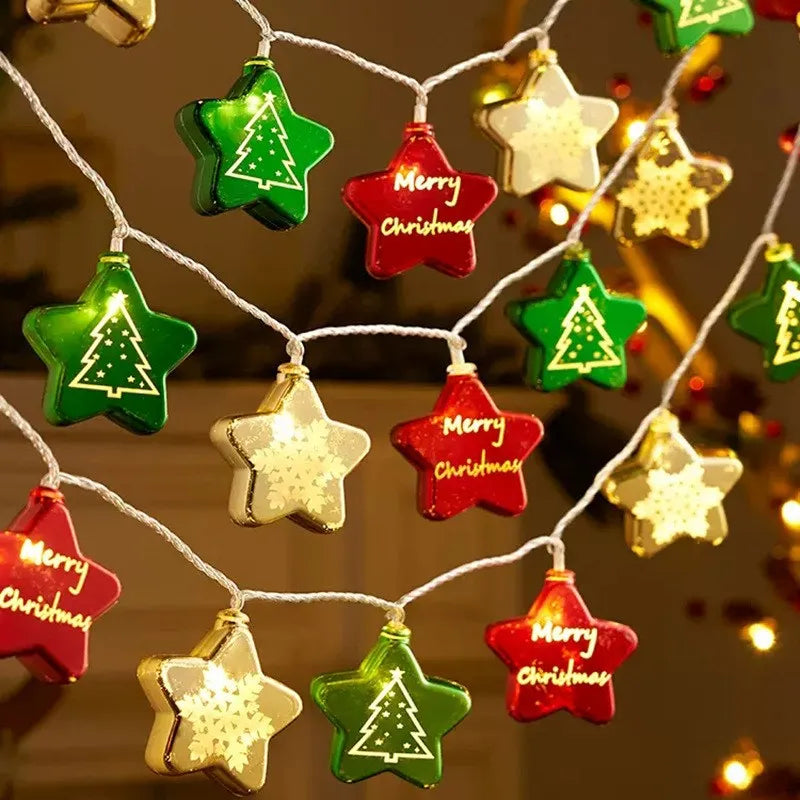 Twinkling Christmas LED Lights String - Festive Star - 2M/10LED