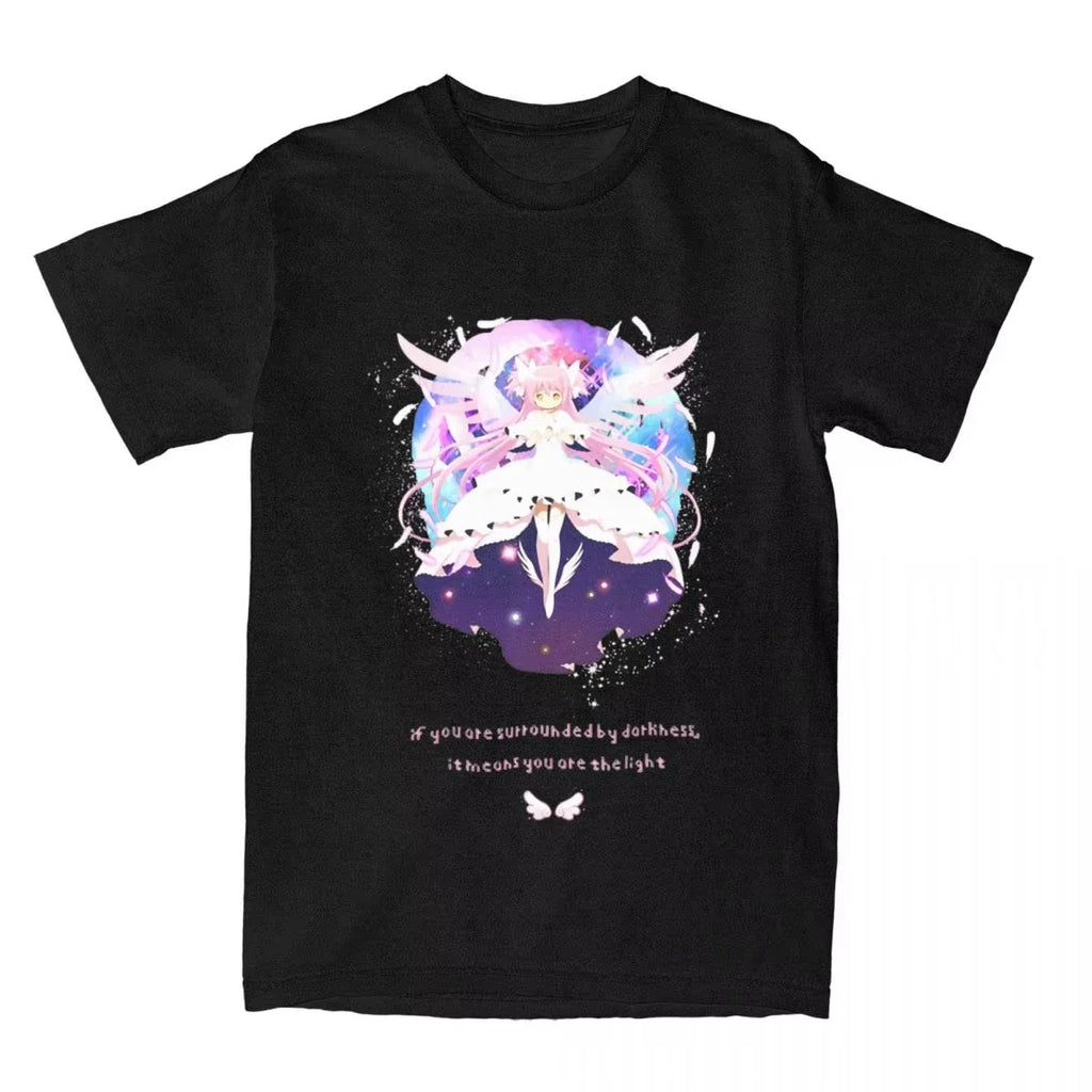 Vintage Madoka Magica Anime Print T-Shirt Soft Breathable Casual Comfortable Pure Cotton Unisex Tops-0